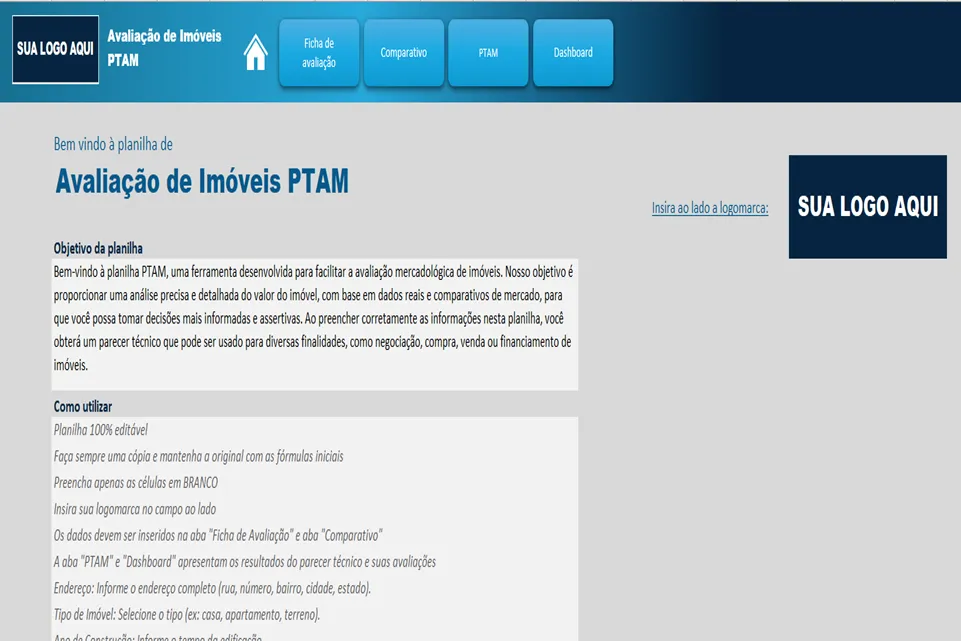 Planilha de avaliação de imóveis PRO